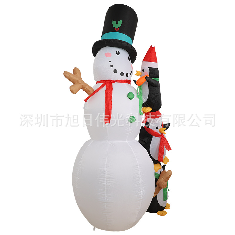 跨境圣诞节充气企鹅雪人气模户外装饰玩具发光商场冬季摆件装饰品