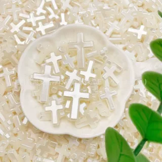 Abs仿珍珠十字架DIY手工串珠手机壳手链发饰饰品装饰网红直播配件