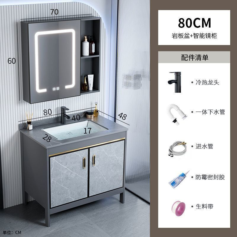 Moderno lujoso y ligero gabinete de baño inteligente de desempañamiento combinado cerámica integral lavabo lavabo lavabo lavabo duradero