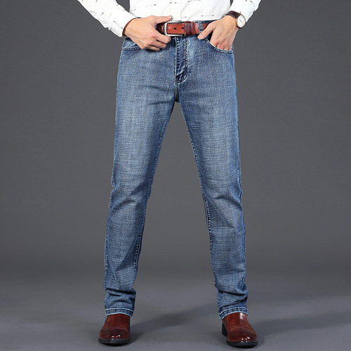 Men's Stretch Denim Jeans Loose Straight Leg American Trend Spring and Autumn Young Men's Pants