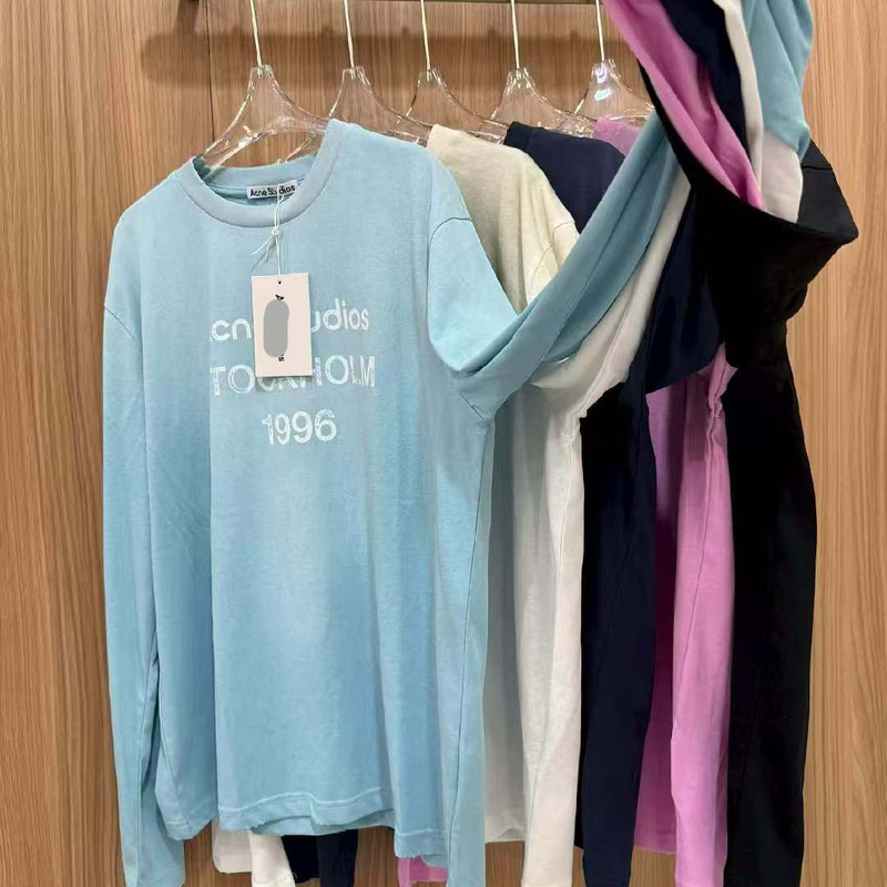 High-Quality Acn Vintage-Style Mist Blue Sun-Protective Long-Sleeve T-Shirt for Women, Loose and Lazy Style, Sweet and Spicy Top High-Quality Acn Vintage-Style Mist Blue Sun-Protective Long-Sleeve T-Shirt for Women, Loose and Lazy Style, Sweet and Spicy Top
