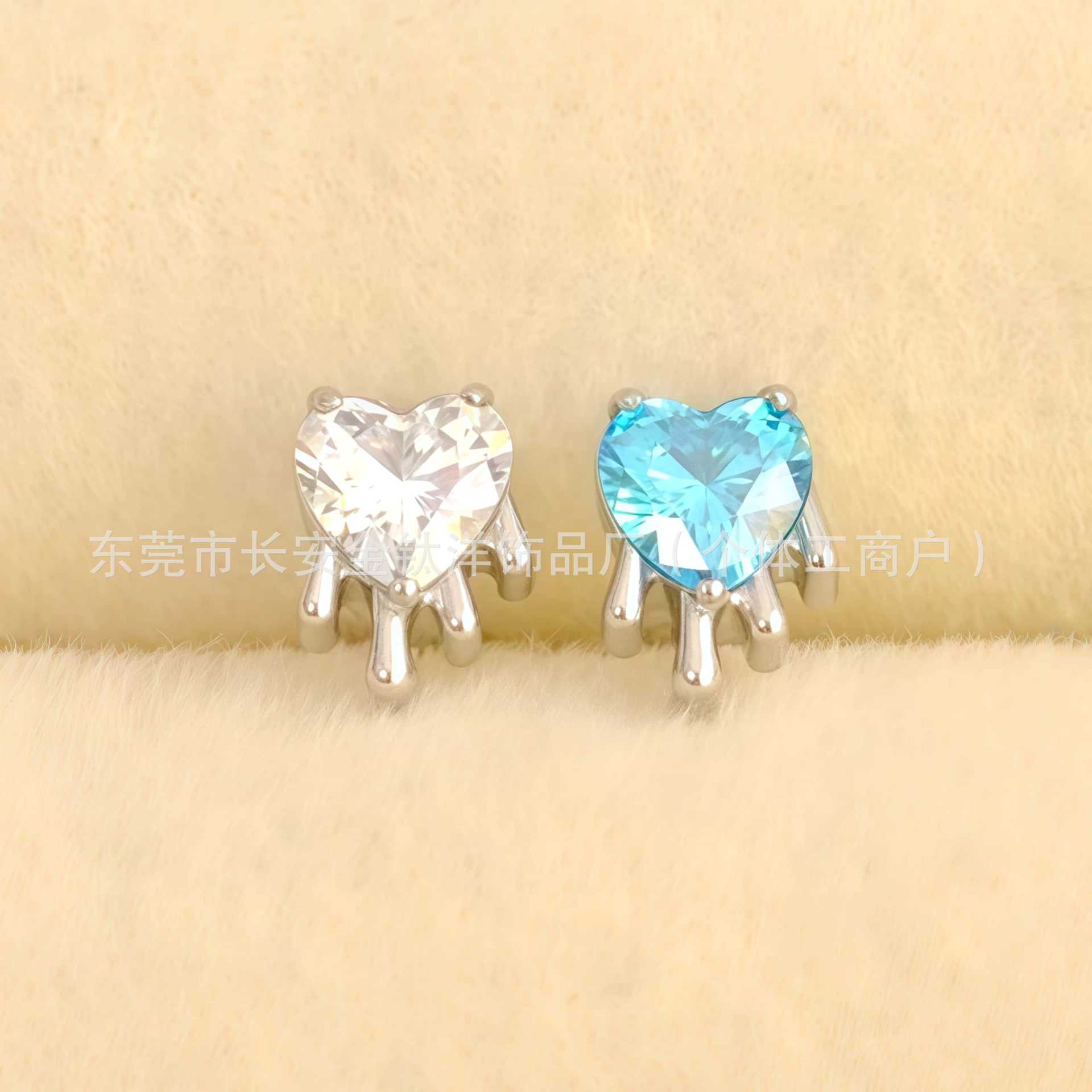 F136 Titanium Internal Thread Liquid Heart Earrings Lip Nails Nose Nails Ear Bone Nails G23 Titanium Alloy Body Piercing Jewelry detail image 7