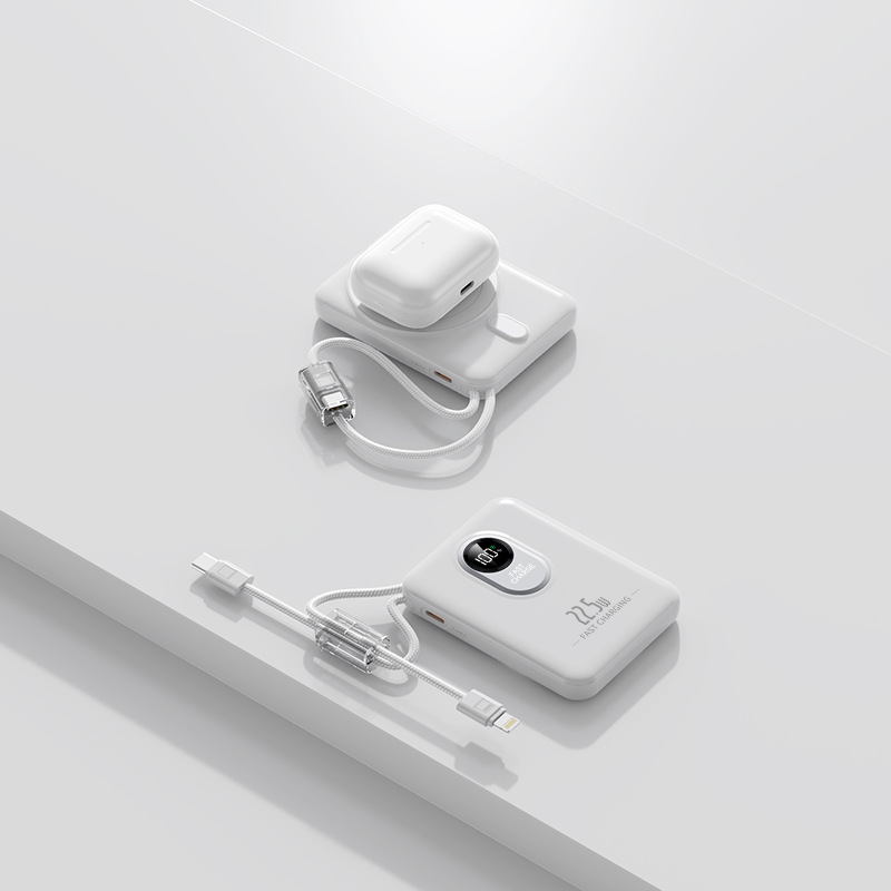 国境を越えた新型ミニ急速充電無線充電宝22.5Wケーブル付き磁気吸引双方向移動電源10000ミリアンペア|undefined