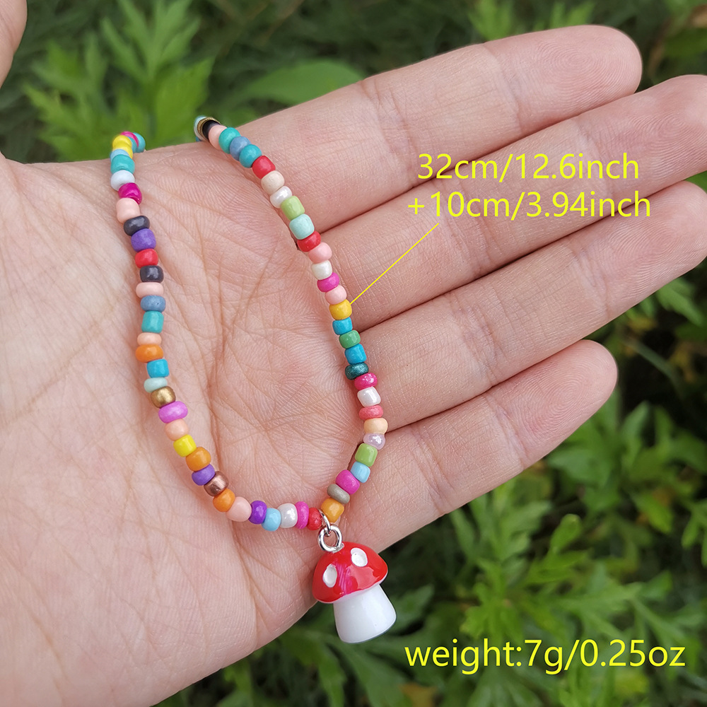 Cute Mushroom Pendant Color Rice Bead Necklace Wholesale Jewelry Nihaojewelry display picture 1