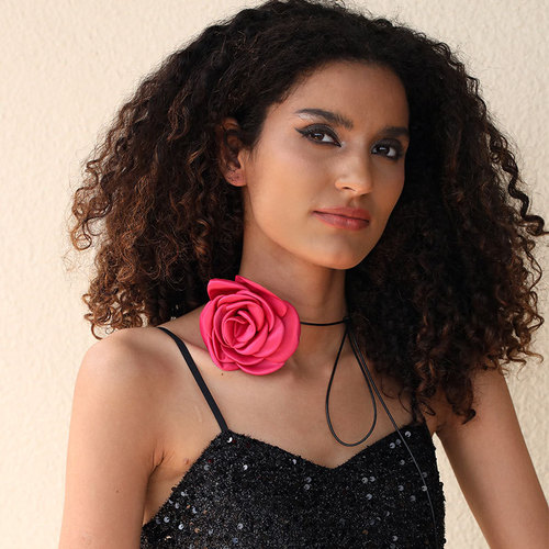 Cross-border Korean version of handmade fabric flower strap necklace sexy pure lust hottie wax thread necklace wholesale for women