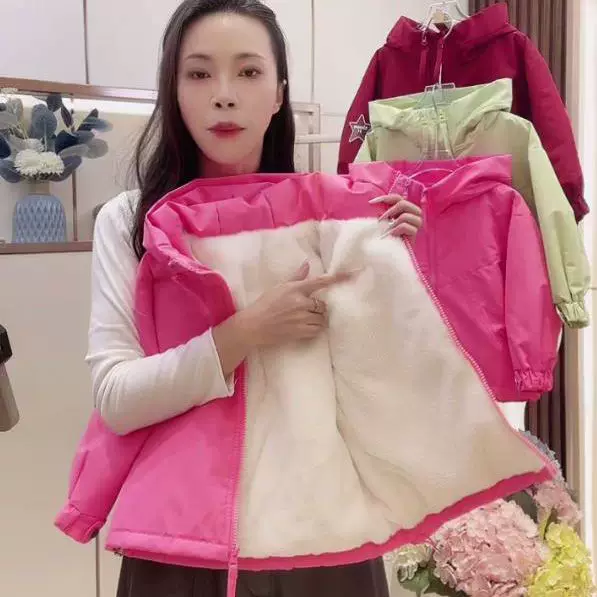 Girls' Sports Cotton Jacket Winter Wear 2026 New Model Children's Thickened Fleece-Lined Cotton Coat Windbreaker Jacket for Older Girls Winter