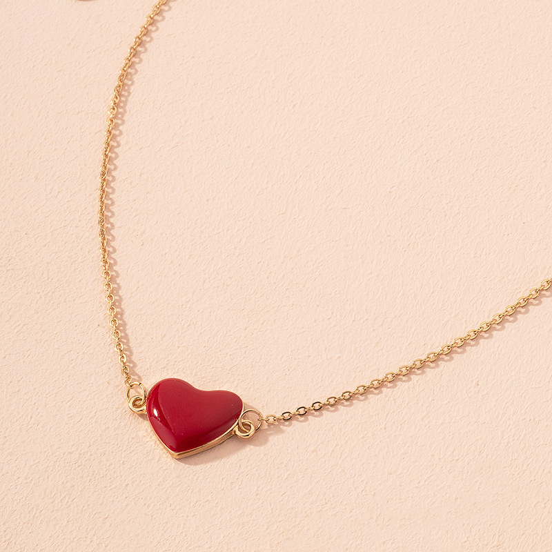 Fashion Alloy Red Heart Necklace display picture 5
