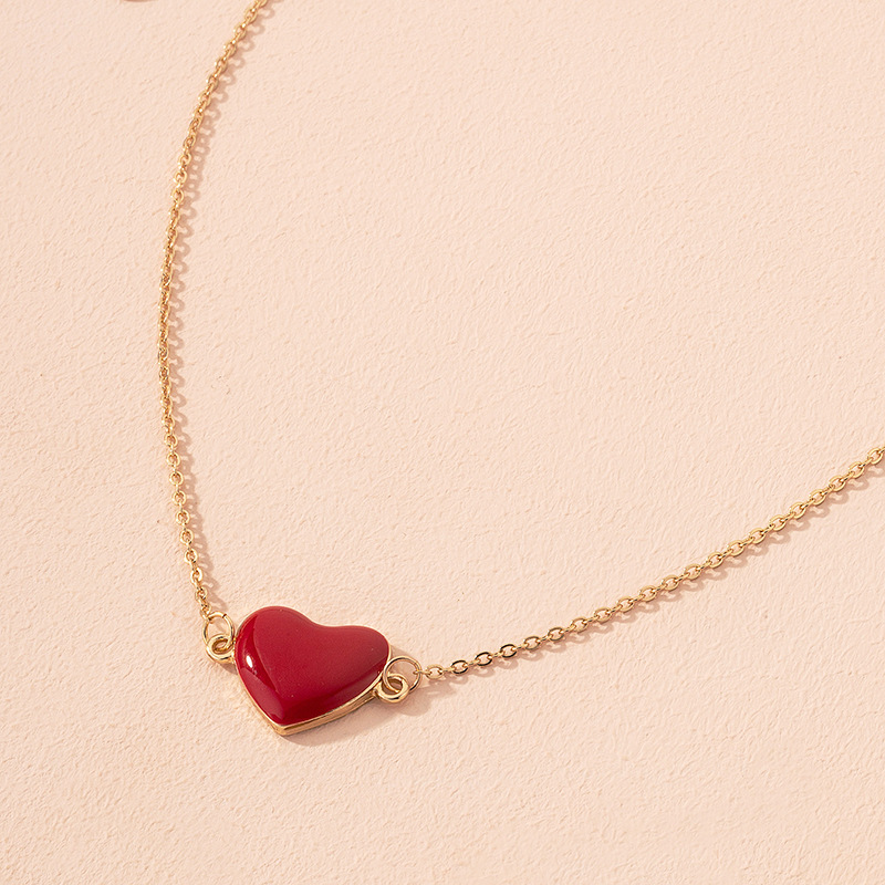 fashion alloy red heart necklace