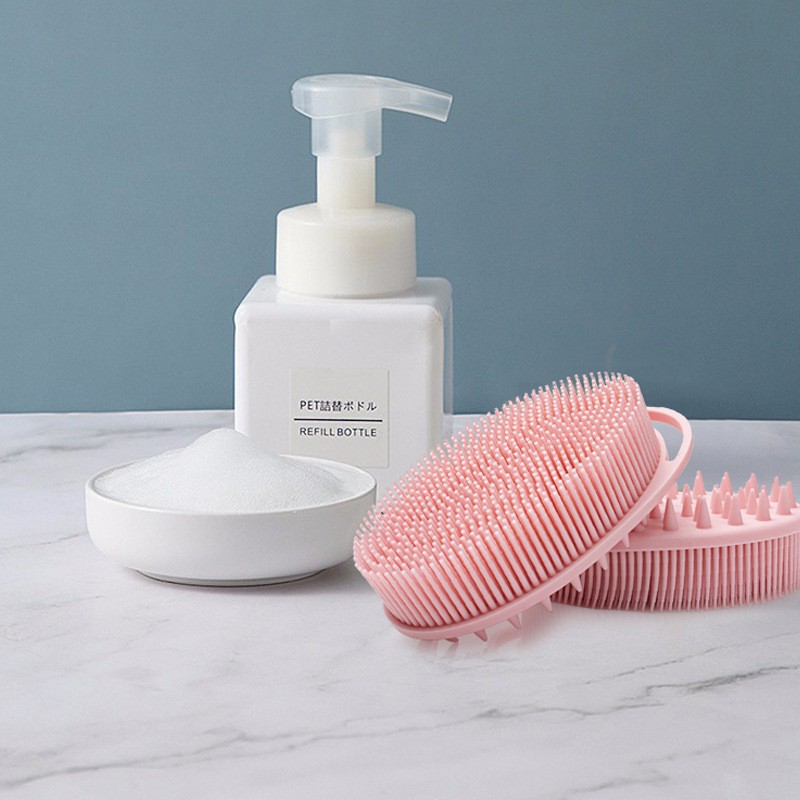 Round Silicone Bath Brush - Double-Sided Dual-Purpose Cleaning and Massage Brush, Soft Silicone Hair and Body Wash Brush, Gentle on Skin