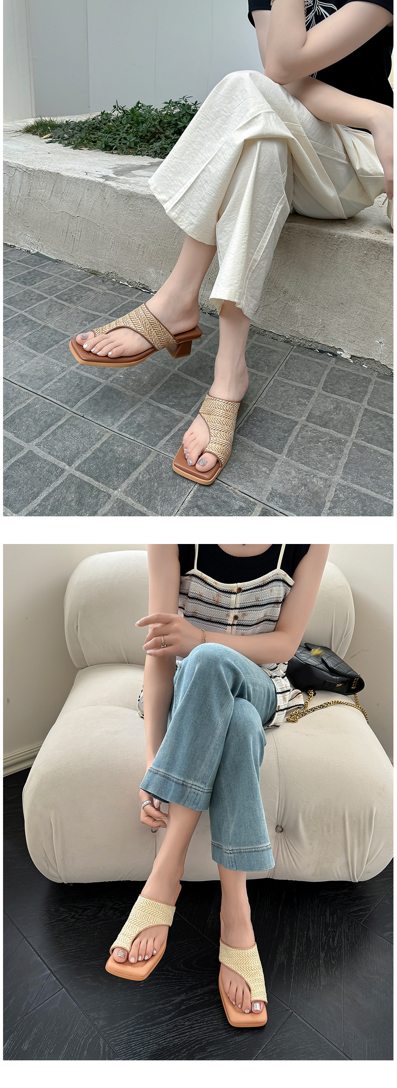 Dép sandal cao gót nữ hở mũi kiểu Pháp đan chéo, gót cao 9 cm, đế mềm — Màu cà phê (Nâu) chi tiết 14