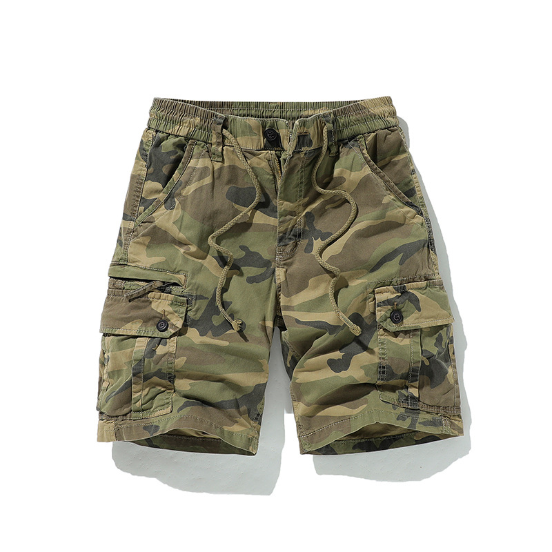 Camouflage Cargo Shorts Men Summer Cross-Border Wear-Resistant Casual Knee-Length Shorts Pure Cotton Loose Multi-Pocket Versatile Pants Trendy
