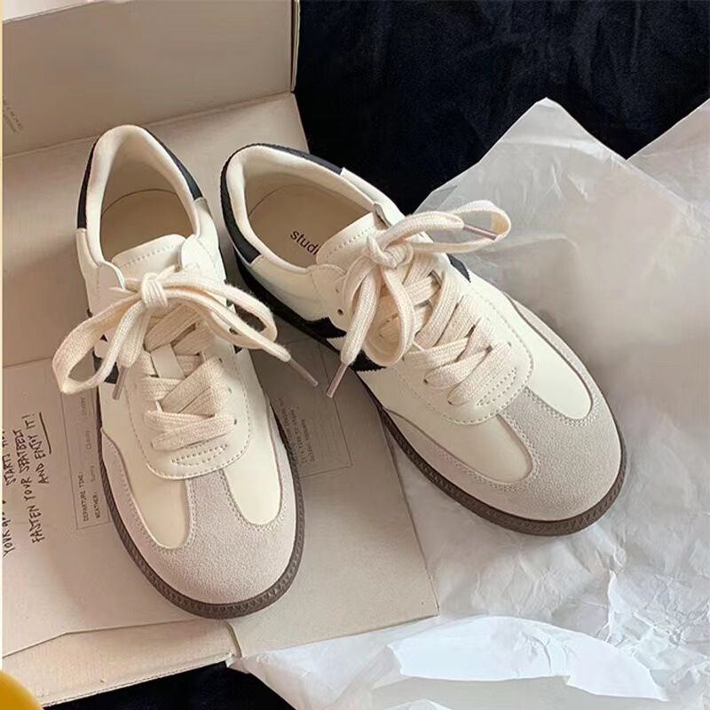 [In stock] Grape mom studiolee genuine leather White shoes women's retro casual sports board shoes German training shoes women