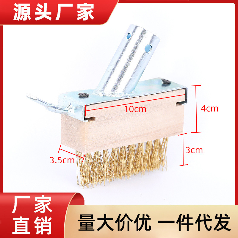 Garden steel wire weeding brush special hard plated copper wire brush replacement head long handle solid wood weeding brush ground seam brush manufacturers