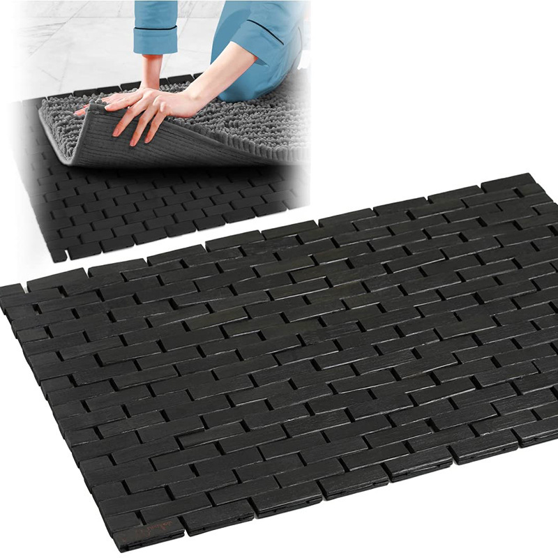 Black Bath Mat Bathroom and Shower Bath Mat for Hot Tub Spa Sauna Rv Camping Outdoor Black Bath Mat Bathroom and Shower Bath Mat for Hot Tub Spa Sauna Rv Camping Outdoor