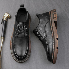 男鞋秋季英倫風皮鞋黑色冬季商務正裝復古德比加絨保暖棉鞋馬丁靴