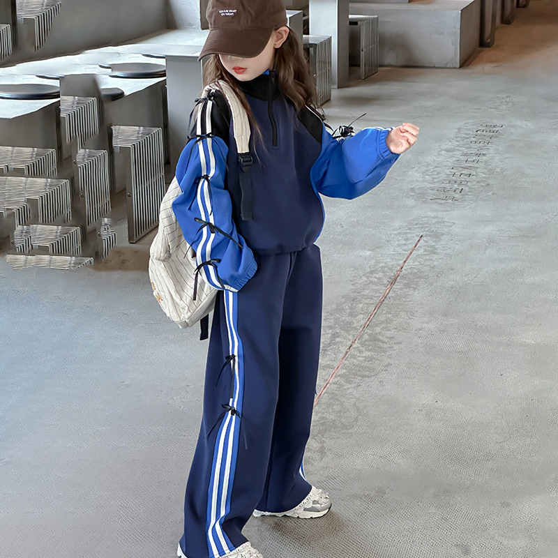 女童运动套装秋季2025新款大童女孩秋装蝴蝶结外套儿童春秋两件套|undefined