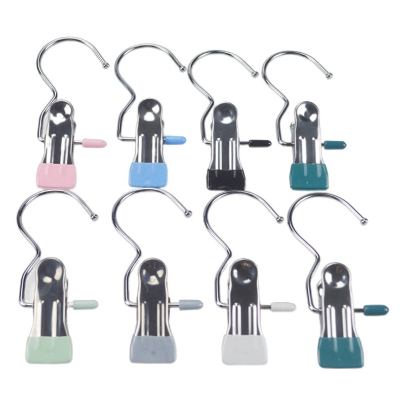 Fábrica al por mayor multi-funcional 3-palabra clip metal cromado anti-óxido gancho clip de inmersión 3-palabra gancho de almacenamiento clip calcetín clip