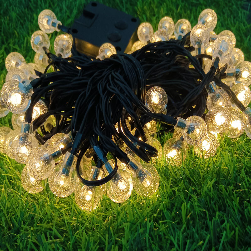 跨境电商太阳能气泡球灯串100LED串灯户外防水节日装饰彩灯庭院灯