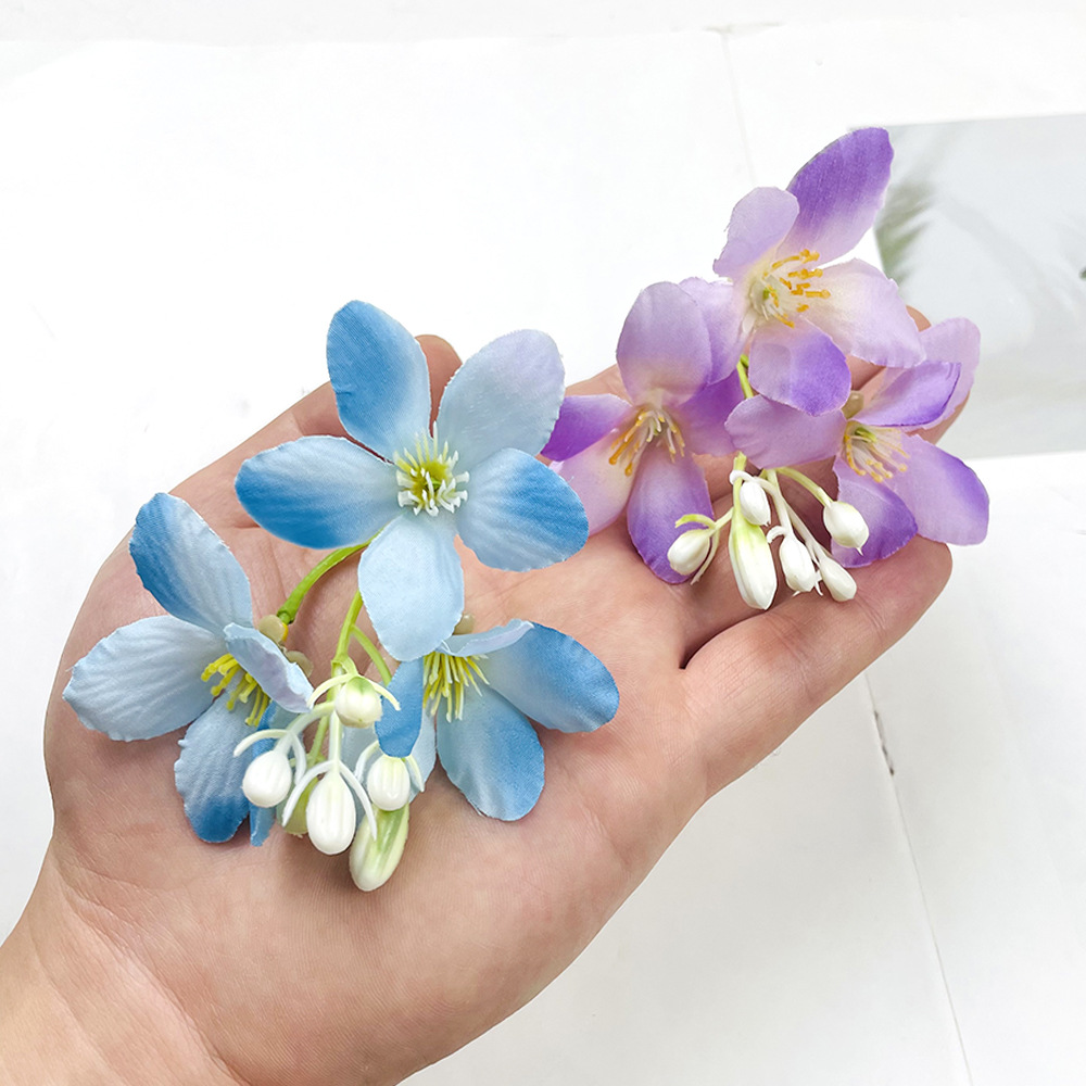 Simulación de 3 hortenas Begonia cadena de flores DIY hecha a mano toque de cabeza pinza de material accesorios paquete de decoración de fotografía del hogar