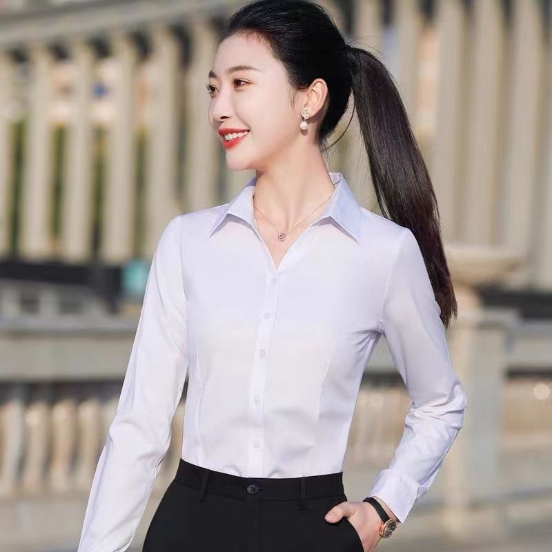 春秋新作 白シャツ 長袖 作業服 フォーマル フィット感抜群 韓国風 オフィス ビジネスシャツ 仕事着 イージーケア|undefined