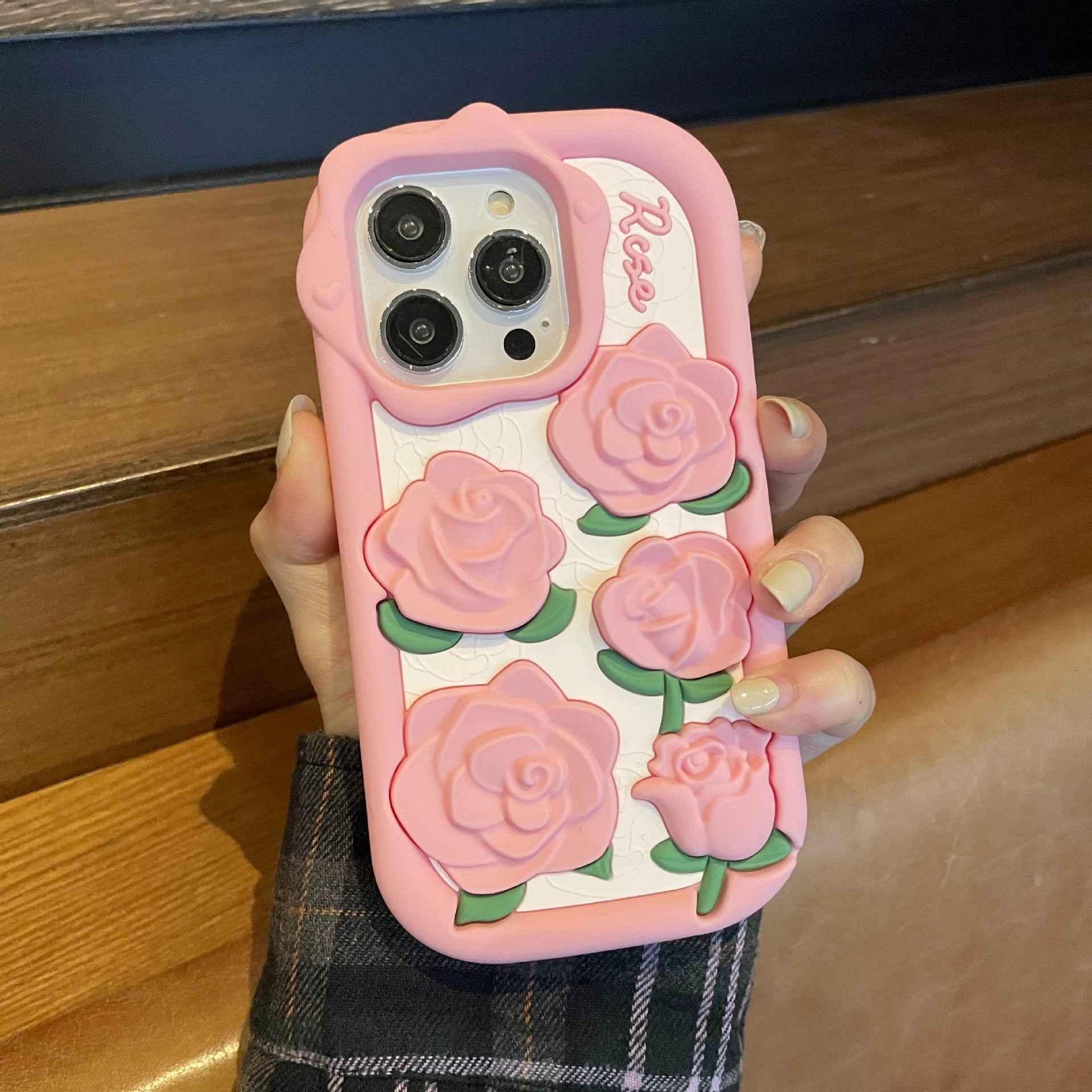 Rose立体玫瑰花适用iphone14手机壳苹果13全包12promax女款11硅胶