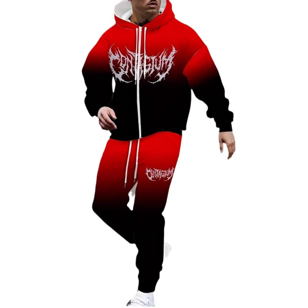 Camping al aire libre ligero y cómodo cremallera chaqueta de manga larga pantalones hogar suelto diario de dos piezas MF008-ML1