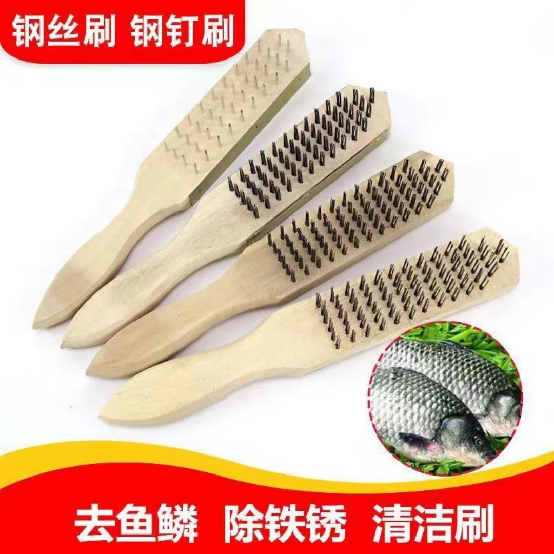 Wooden handle steel wire brushing copper plating thick wooden handle…