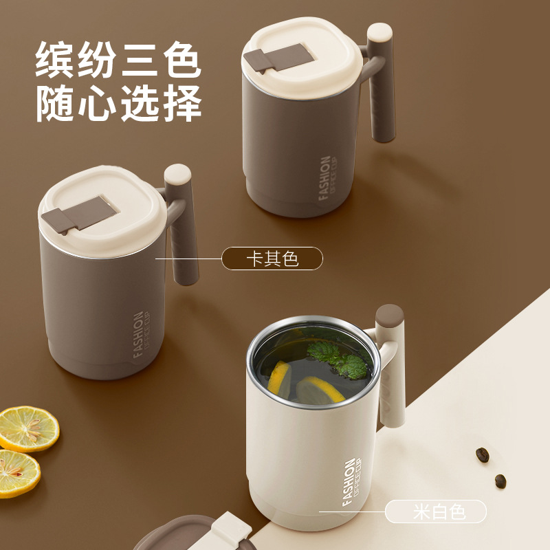 304 tazas de café de acero inoxidable, tazas de agua de la oficina, tazas de té, tazas de té creativas con tapas, tazas de café multipropósito