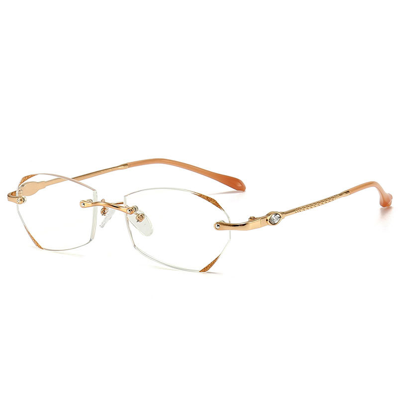 2024 Nuevo TikTok popular gafas de lectura de moda al por mayor gafas de lectura de las mujeres sin marco de corte de ladrillo frontera azul gafas de luz