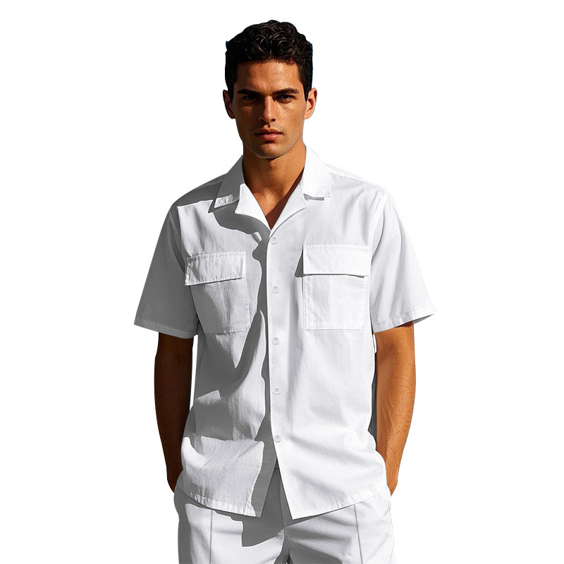 Men's Clothing Men's Light Luxury Casual Hawaiian Short Sleeved Shirt Shorts Set Summer Thin Workwear Loose Fit_viptrois.com