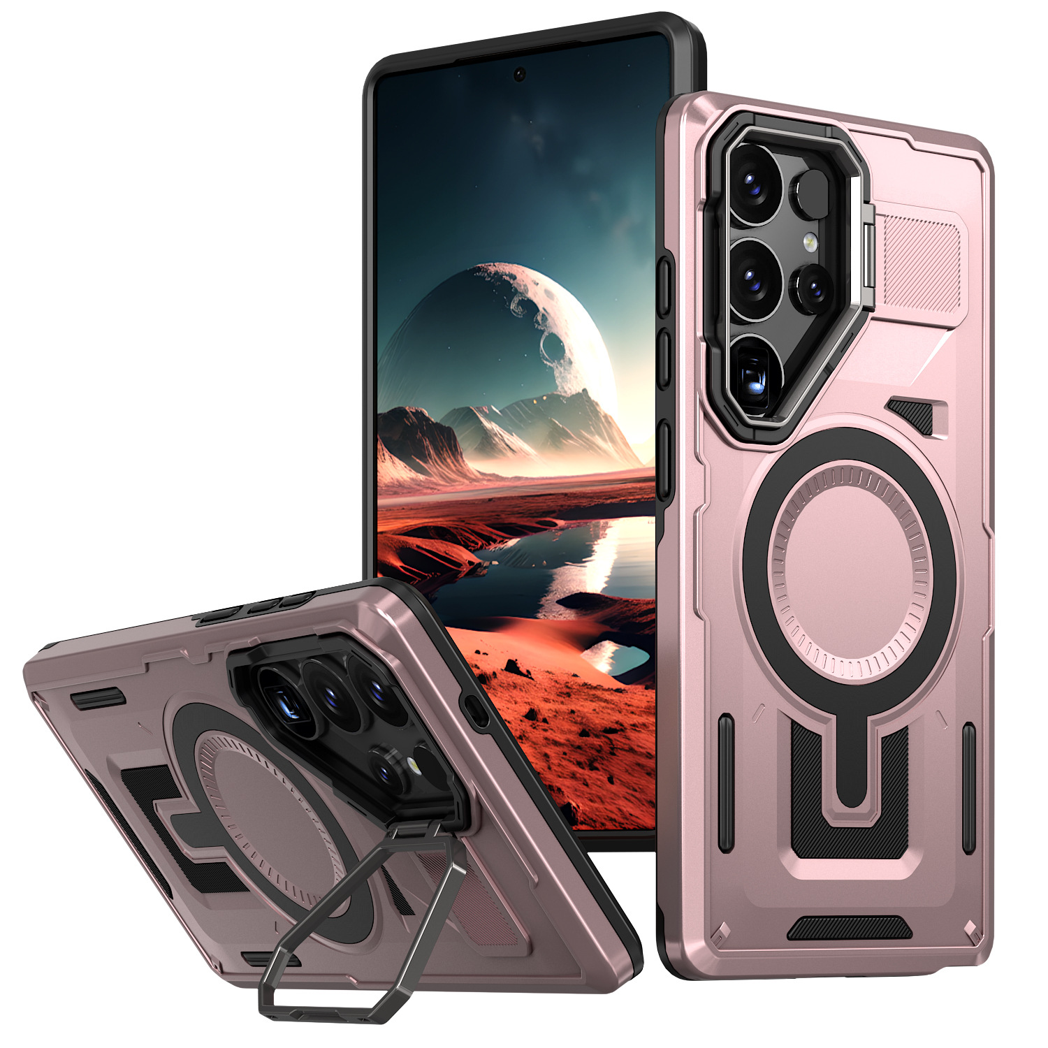 Adecuado para Samsung S25Edge extraordinaria funda para teléfono móvil Aegis S24FE soporte de lente de carga magnética funda protectora anti-caída