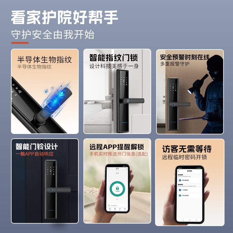 Cerradura inteligente con huella digital wifi de un solo toque, fabricante de origen, para casa, hotel, B & B, aplicación antirrobo, contraseña remota