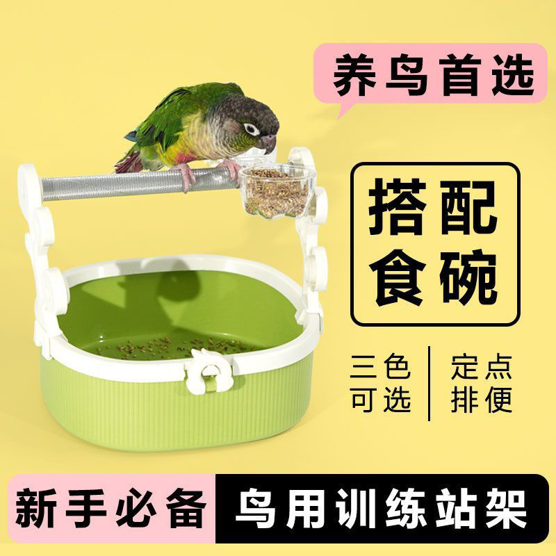 Parrot Desktop Stand Fixed-Point Feeding and Defecation Device Pet Toy Bird Pet Supplies Parrot Stand Pole Full Platform Surface Single