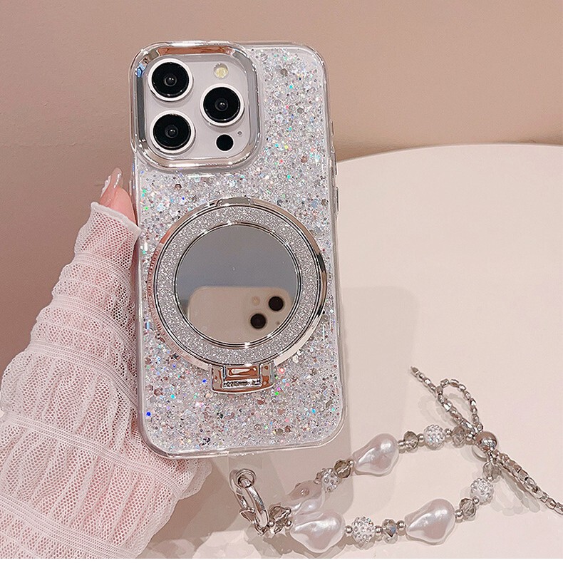 High-End Feel Suitable for Redmi 15C Phone Case with Glitter Mirror, Xiaomi 15t Light Luxury Electroplated Lens Frame K90