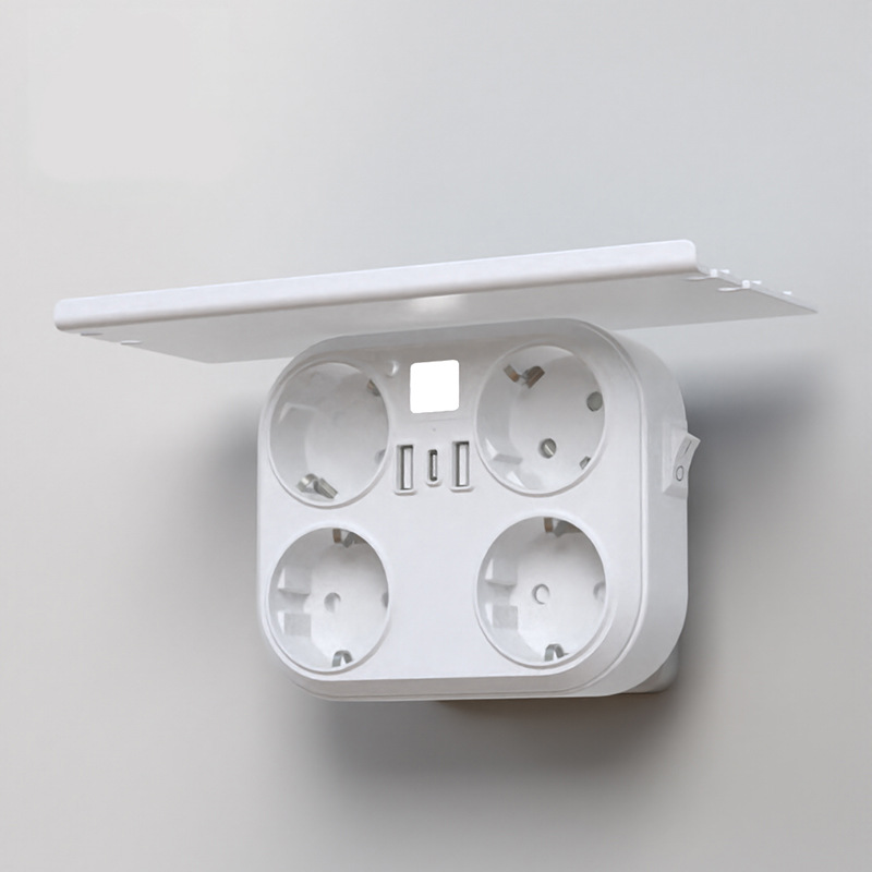 一转五多国转换排插带置物架USB+TYPE-C家居德标欧规墙壁转换插座