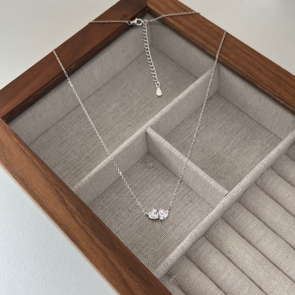 1 Pièce Argent Sterling 925 Forme De Cœur 925 Argent Sterling Chaîne De Câble Collier display picture 2