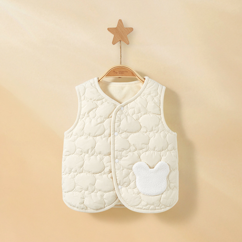 Baby chaleco de otoño y invierno para niños abrigo de terciopelo para niños niñas ropa de invierno gruesa con hombro de hombro chaleco de bebé