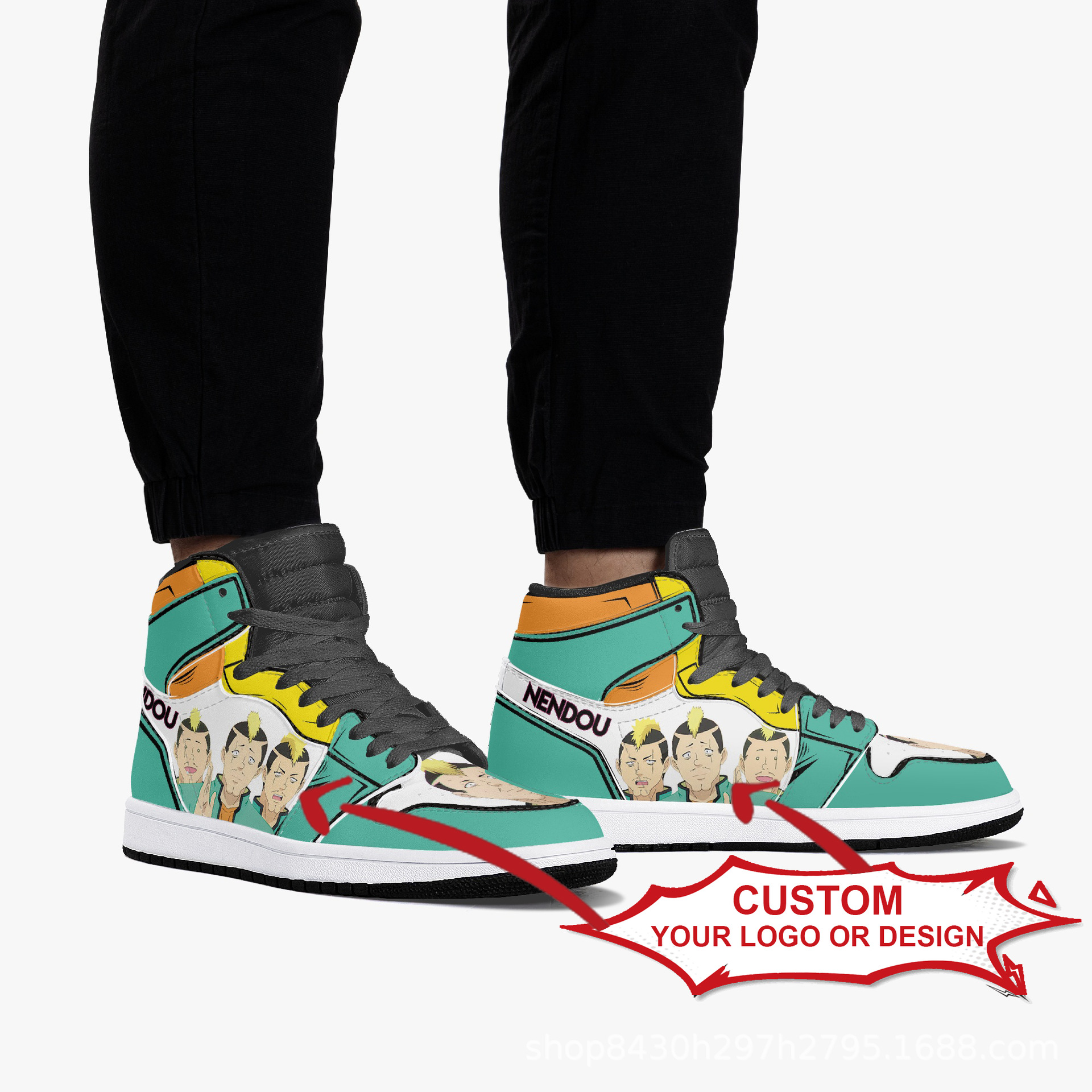 外贸爆款3D印花运动鞋高帮休闲板鞋来图定 制一件代发