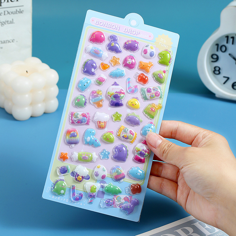 Dibujos animados cristal 3D estereoscopio relieve acrílico diamante pegatinas gemas para niños niñas decoración de teléfonos móviles