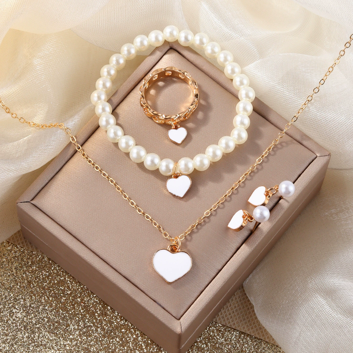 Летний набор украшений с часами 2024 года, жемчужный подарок в благородном стиле, белый комплект