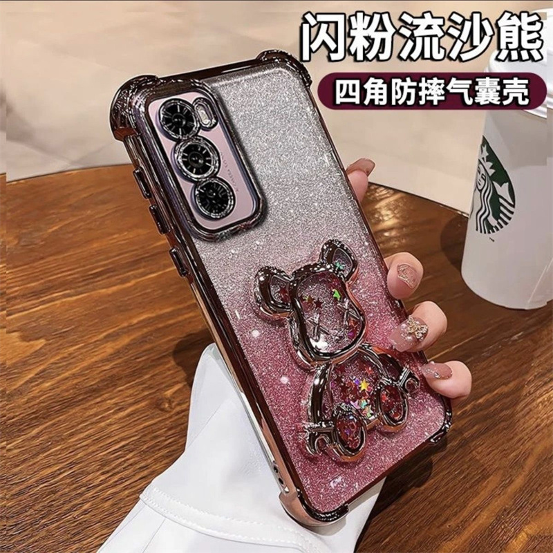 Aplicable para oppo A3pro cuatro ángulos a prueba de caídas caso de teléfono móvil A5X polvo flash violento oso goma suave RealmeC75 funda protectora