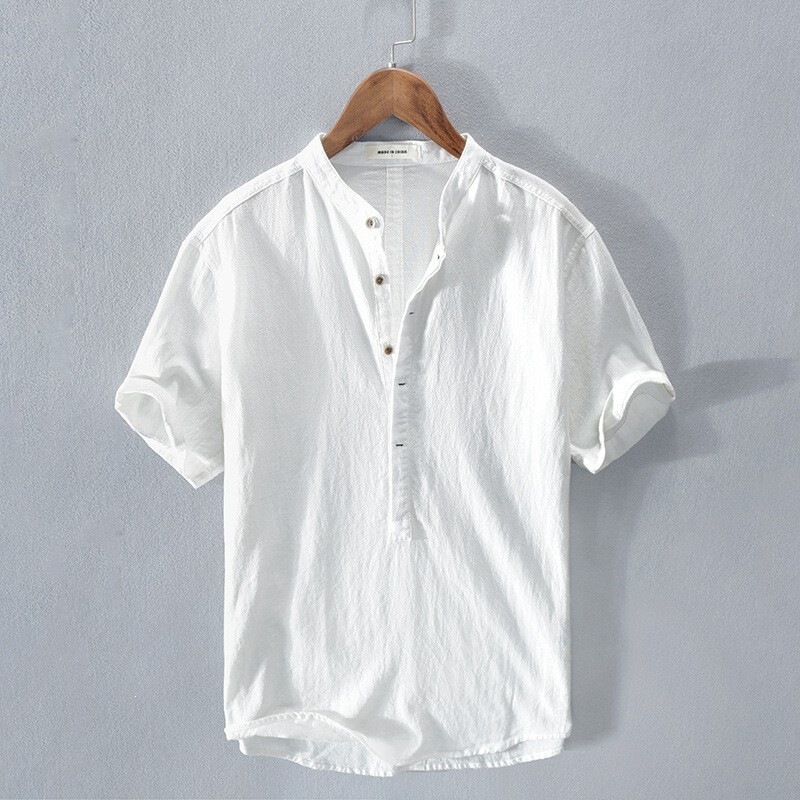 2025 Summer New Men's Linen Henley Collar Shirt, Lightweight and Breathable Casual Short Sleeve Shirt, In Stock for Direct Supply 2025 Summer New Men's Linen Henley Collar Shirt, Lightweight and Breathable Casual Short Sleeve Shirt, In Stock for Direct Supply