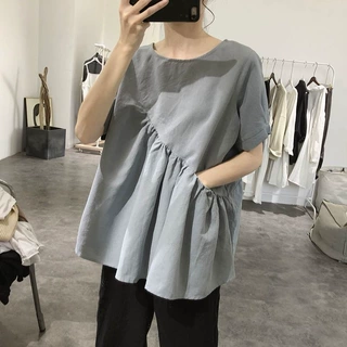 孕妇装娃娃衫2025夏款新款小个子短袖娃娃衫宽松上衣休闲衣服