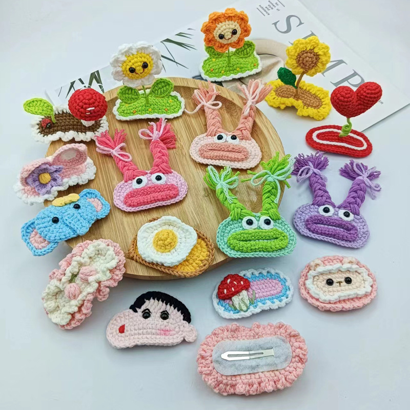 Cute knitted hairgrip handmade