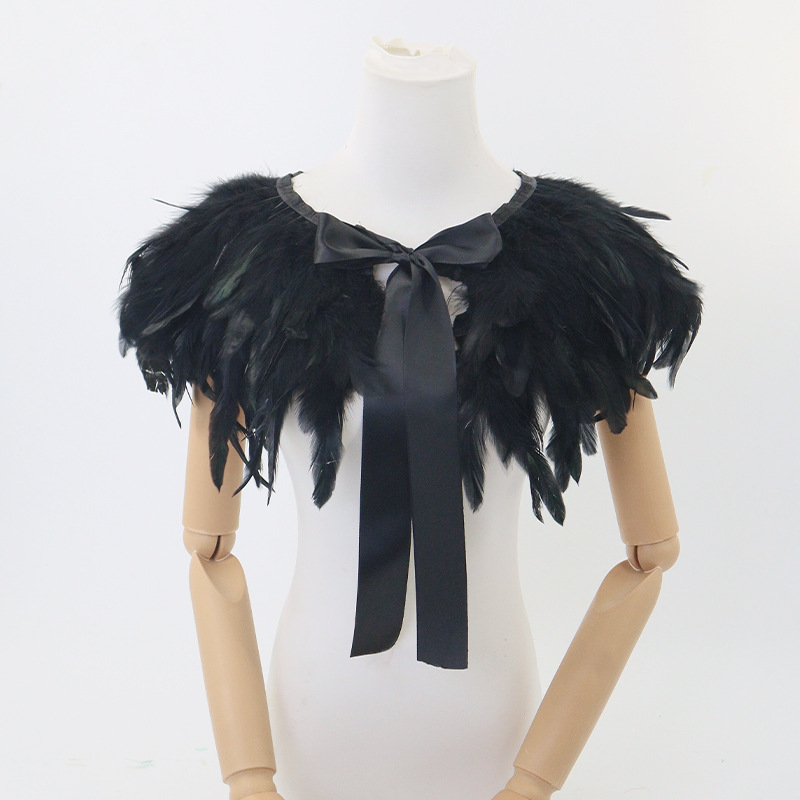 Ventas transfronterizas calientes de Halloween nuevos góticos plumas sopa oscuras espectáculo de baile vestido accesorios de desfile