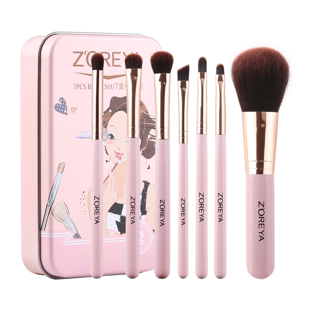Principiante herramientas de belleza fácil llevar almacenamiento cepillo pequeño mini en Caja 7 pinceles maquillaje conjunto completo