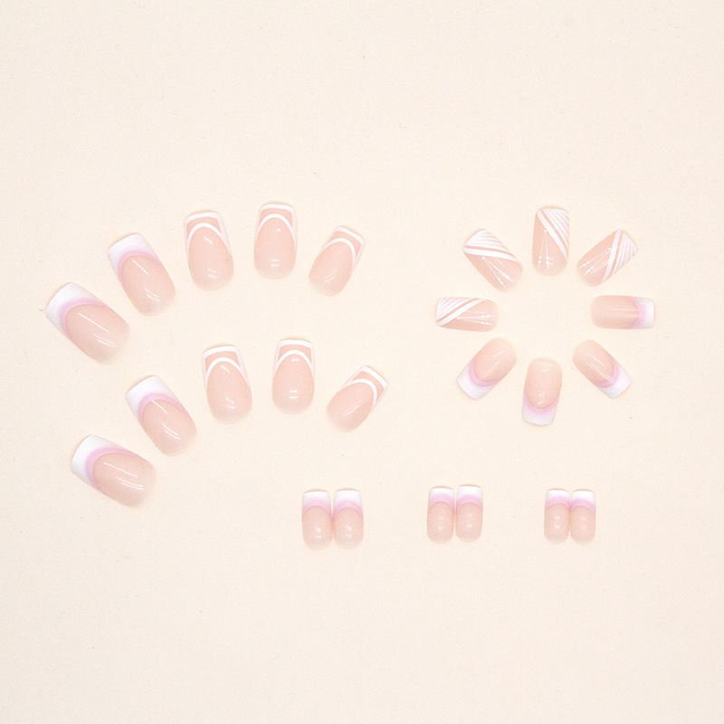 Sweet Elegant Nude Nail Art Simple Gentle Mid-length European Square Fake Nail ins Style Wear Armor
