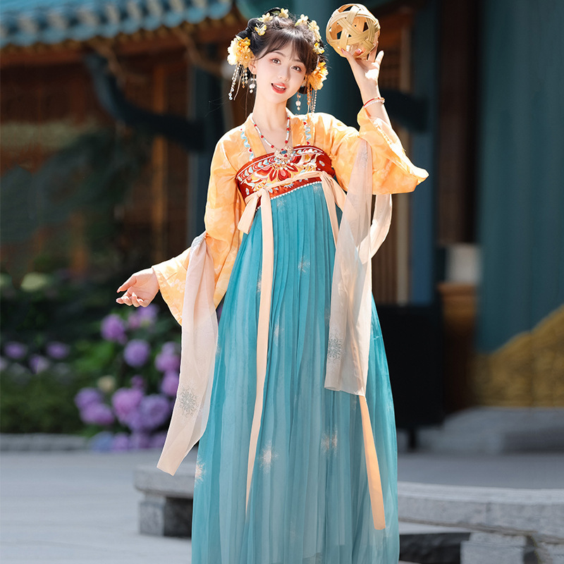 Original genuine goods Tang Style Straight Neck Pair-up Shirt and Ru Chest Skirt Spring and Summer Hanfu Women's Chinese Style Ancient Dress Daily Thin
