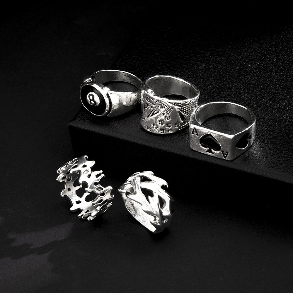 40g Weight Alloy Material Men'S Gender Retro Style Retro Alloy Men'S Ring Sets 3