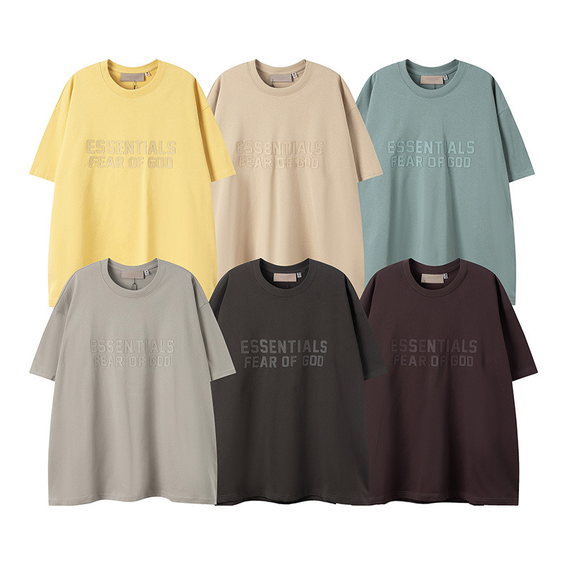 Cross-border FOG multi-line ESSENTIALS silicone printed summer short-sleeve American street-style loose casual trend brand T-shirt